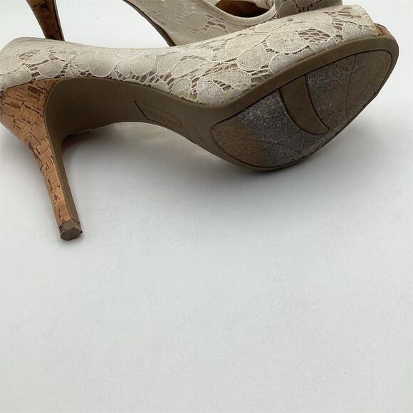 Christian Siriano White Lace Peep Toe Heels Size 10 Formal Bow Detail - Picture 8 of 10